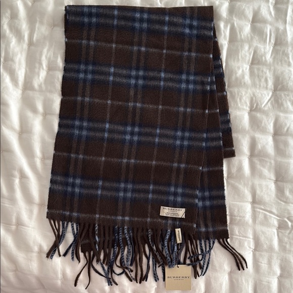 Burberry Brown and Blue Checkered Scarf - Picture 1 of 4